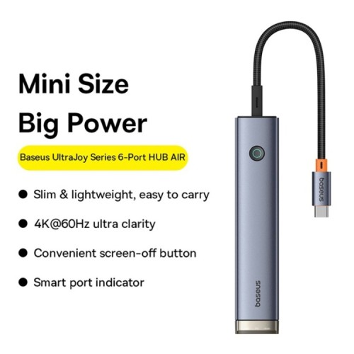 Baseus BS-OH166 UltraJoy Series 6 in 1 USB-C HUB AIR (HDMI4K@60Hz) - Image 3