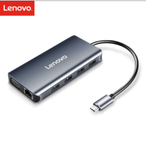 Alternative view of Lenovo type-c dock LX0808 adapter HDMI/VGA/ gigabit port adapter cable interface USB3.0 HUB