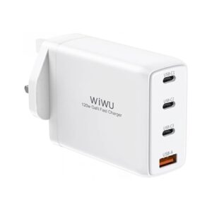 WiWU TR257-AUK 120W Mini GaN 4 Ports White Wall Charger (3xUSB-C & USB-A)