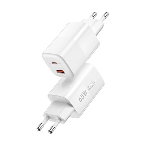 Wiwu Nano GaN 65W USB And USB-C White Wall Charger (Wi-U012) - Image 2