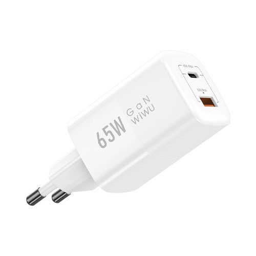 Wiwu Nano GaN 65W USB And USB-C White Wall Charger (Wi-U012)